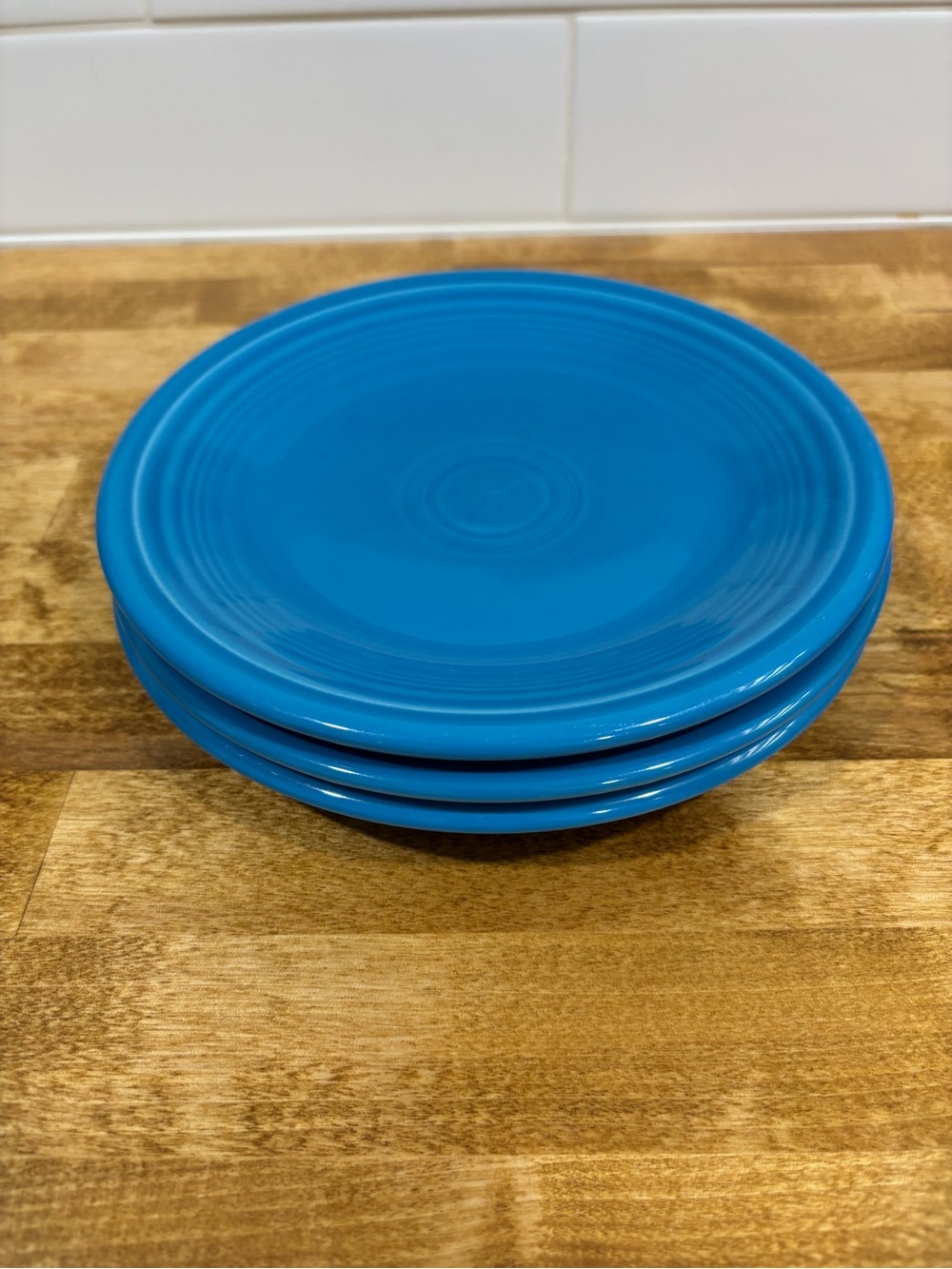 Fiestaware Peacock Dinner Plates - Bright Blue Set of 3